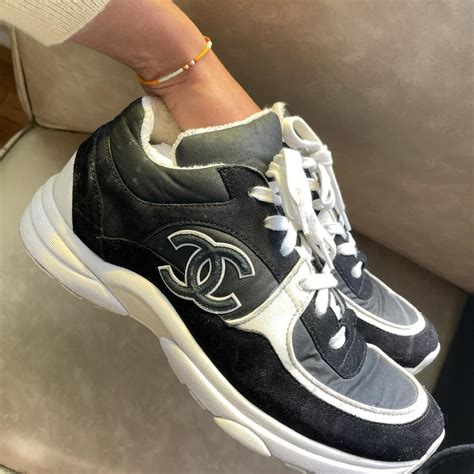 chanel black trainers|chanel black trainers white sole.